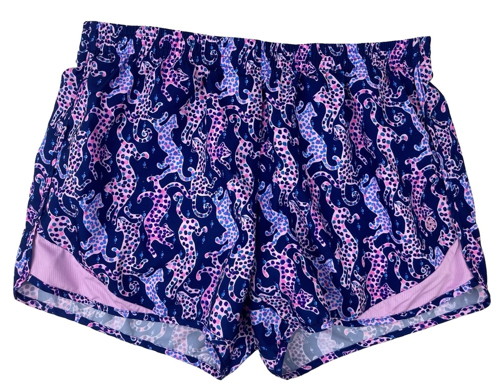 Lilly Pulitzer Luxletic Ocean Trail Shorts Size S Navy On The Catwalk Oyster Bay